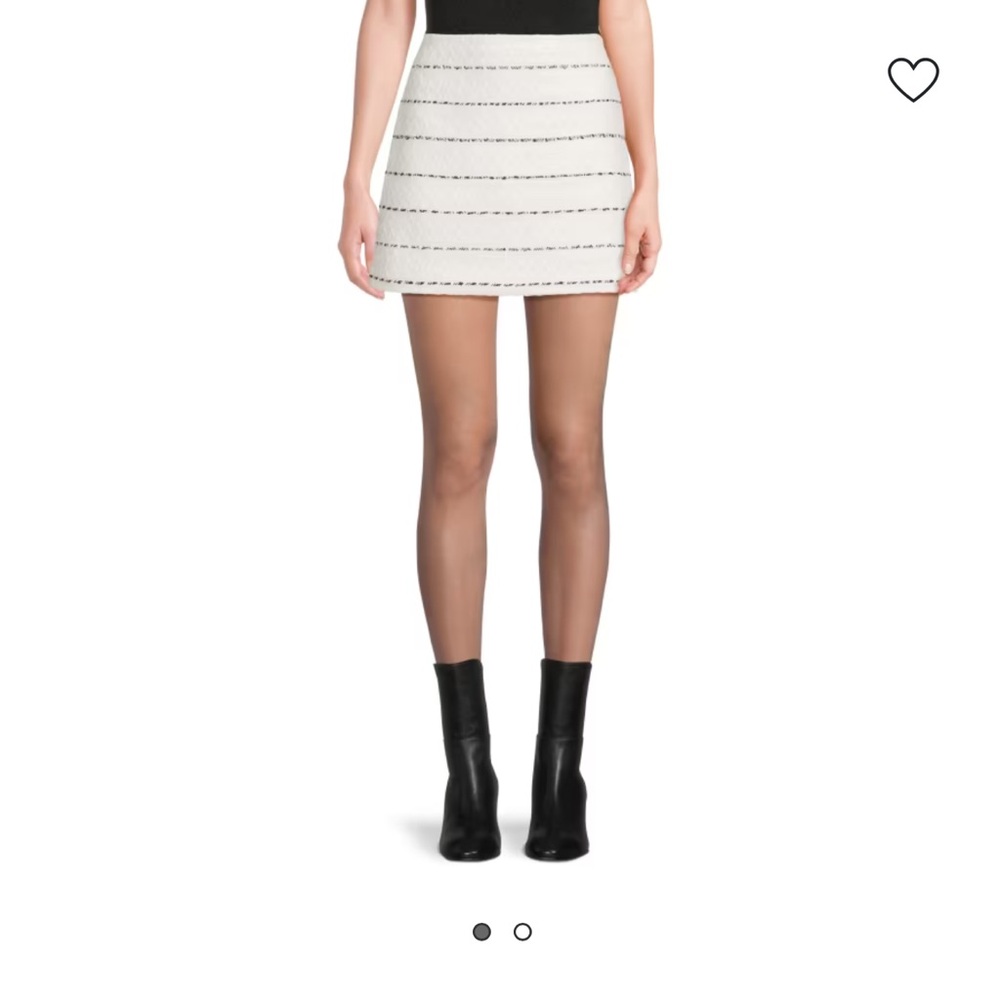 Alice + Olivia Cream Mini Skirt with Black Accents